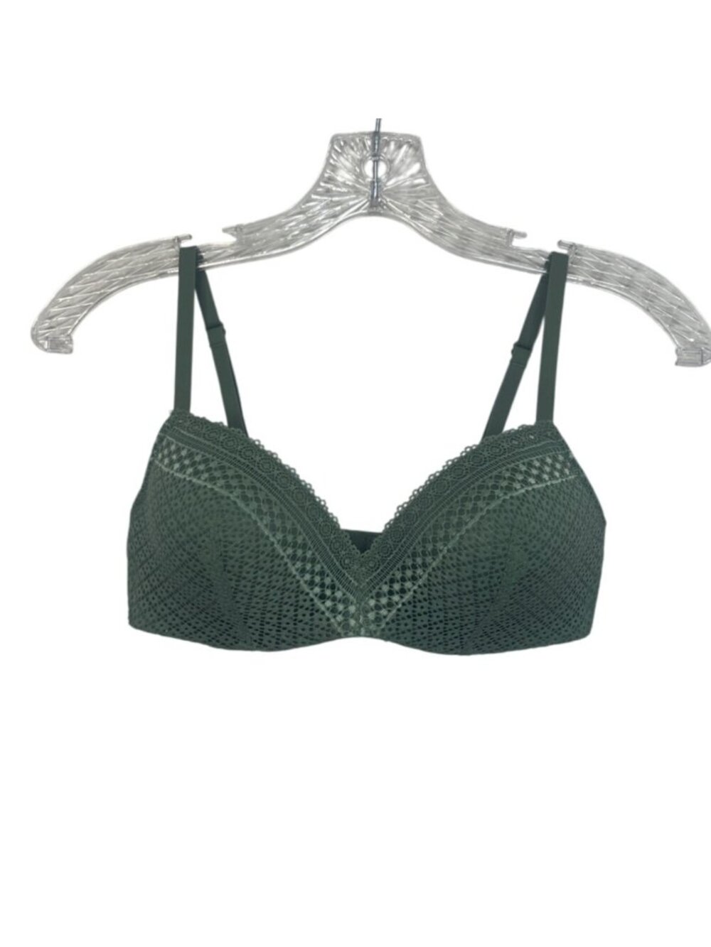 Maidenform Lace & Smooth Bra Womens 34B Green Adjustable Straps